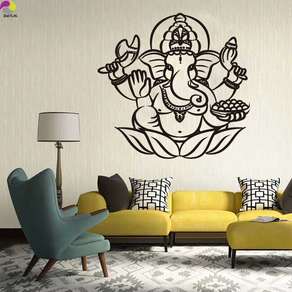 Ganesha Buddha Wall Sticker Living Room Bedroom India Om Yoga Mandala Hamsa elephant Decal Vinyl Home Decor | Дом и сад