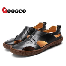 Мужские сандалии, пляжная обувь на плоской подошве для мужчин, летние Кожаные слипоны на плоской подошве ручной работы, дышащая мужская повседневная обувь, zapatos hombre, нескользящая