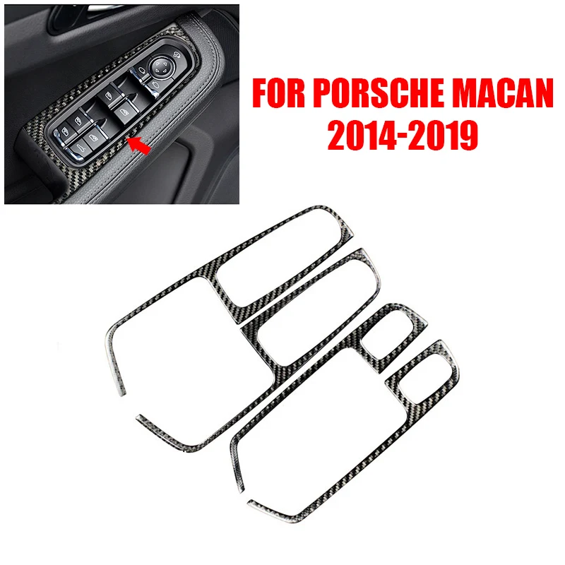 Cubierta del Panel del interruptor de ventana Interior de fibra de carbono Tirm para los interruptores de Porsche Macan 2014-2019