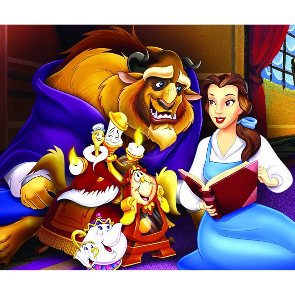 

Beauty and The Beast Diamond Painting Cartoon Diamond Embroidery Cartoon Diamond Mosaic 5D Cross Stitch Patterns Unframed ZX2552