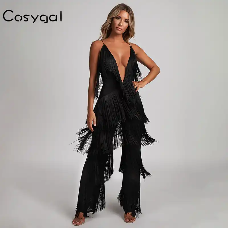 black long playsuit