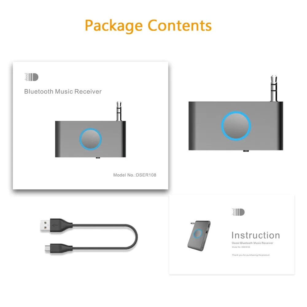 Bluetooth приемник 4,1, Doosl Bluetooth 4,1 портативный беспроводной музыкальный приемник аудио адаптер для аудио стерео динамик и автомобильный комплект