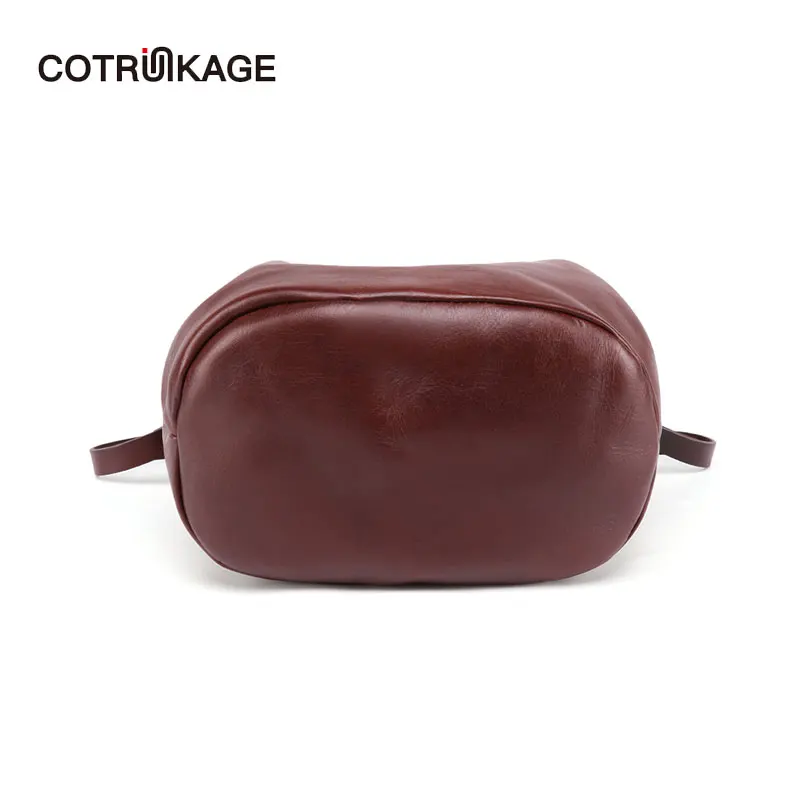 COTRUNKAGE дизайнерские сумки высокого качества из натуральной кожи женские сумки на плечо винтажная ручная сумка женские черные кожаные сумки-ведро