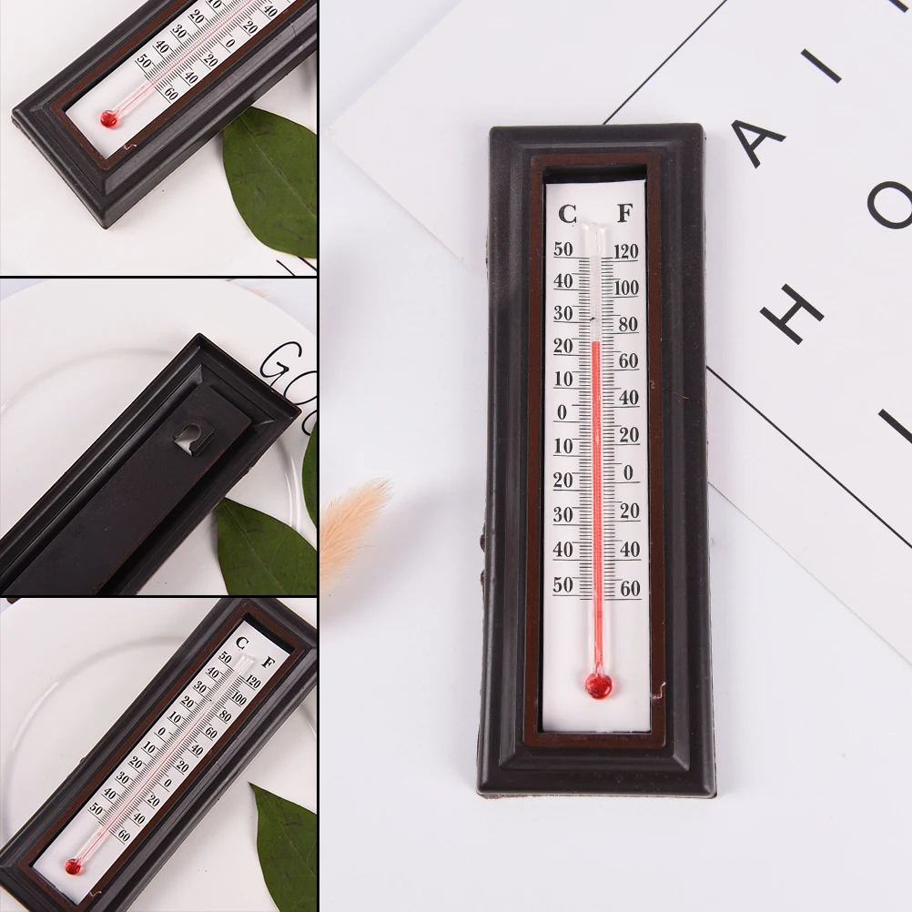 1pc Plastic European-Style Garden High Quality Internal And External Red Wooden Garden Thermometer Accessories