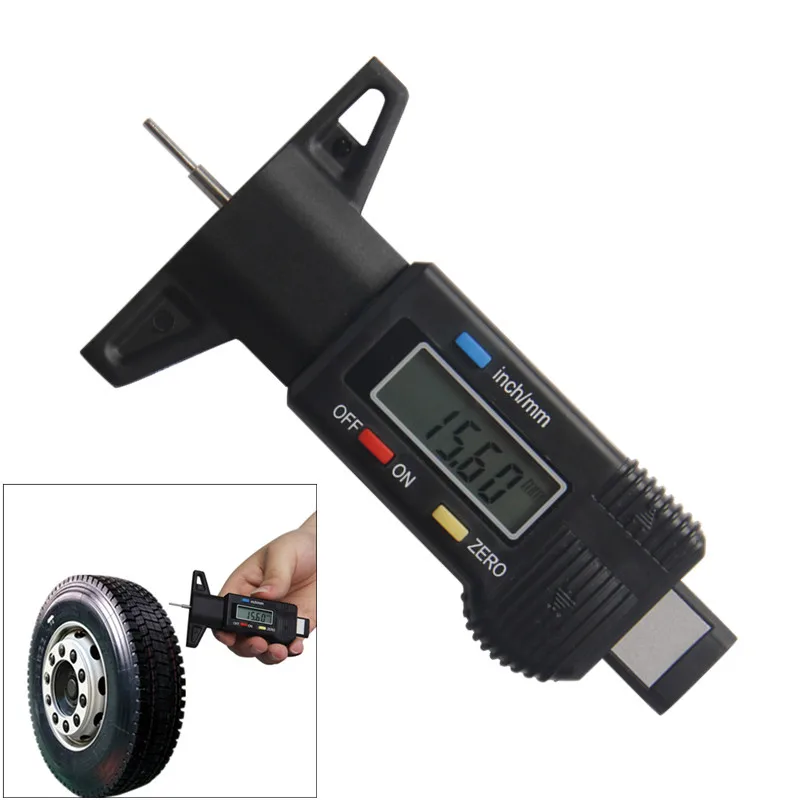LCD Digital Depth Measure Gauge Tyre Tread Brake Pad Shoe Caliper 0-25mm 