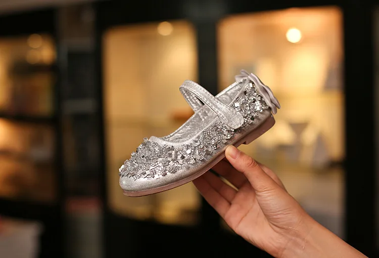 Обувь для девочек принцесса Обувь Новинка 2017 года Осень Модная молодежная блеск Спортивная обувь для Дети Весна Дети Принцесса Обувь EU 21-36