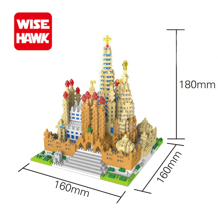 WiseHawk New Arrival Famous Architecture Sagrada Familia Nano Blocks Christmas Gift For Educational Toys Micro Building Bricks