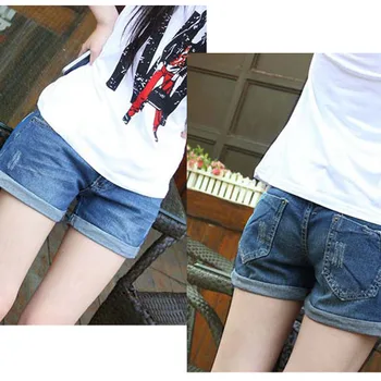 

Summer Denim Maternity Shorts for Pregnant Women Pockets Jeans Elastic Waist Care Belly Pants NSV775