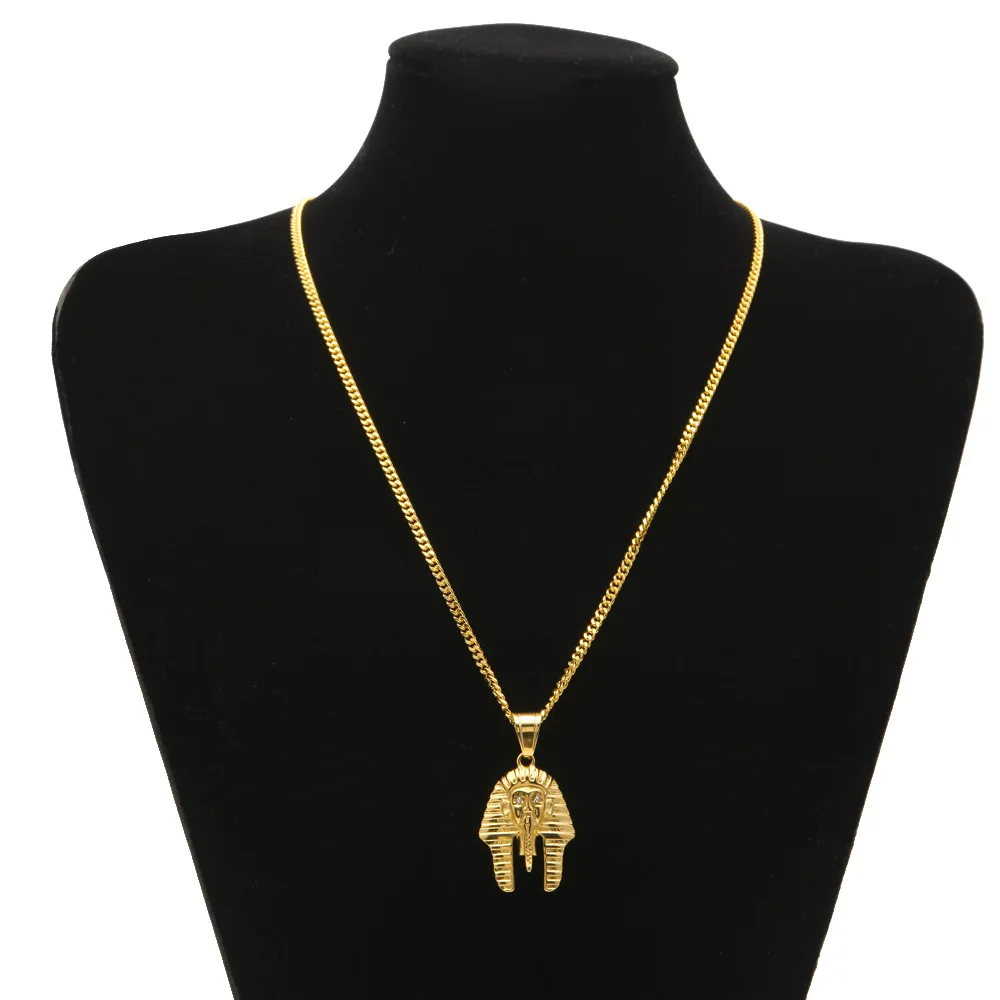 Нержавеющая сталь чистого золота цвет кулон в виде египетского фараона ожерелье модные ожерелья хип хоп мужские ювелирные изделия Прямая поставка
