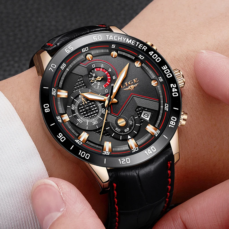 Relojes Hombre 2018 новые LIGE мужские часы Топ люксовый бренд Модные золотые кварцевые