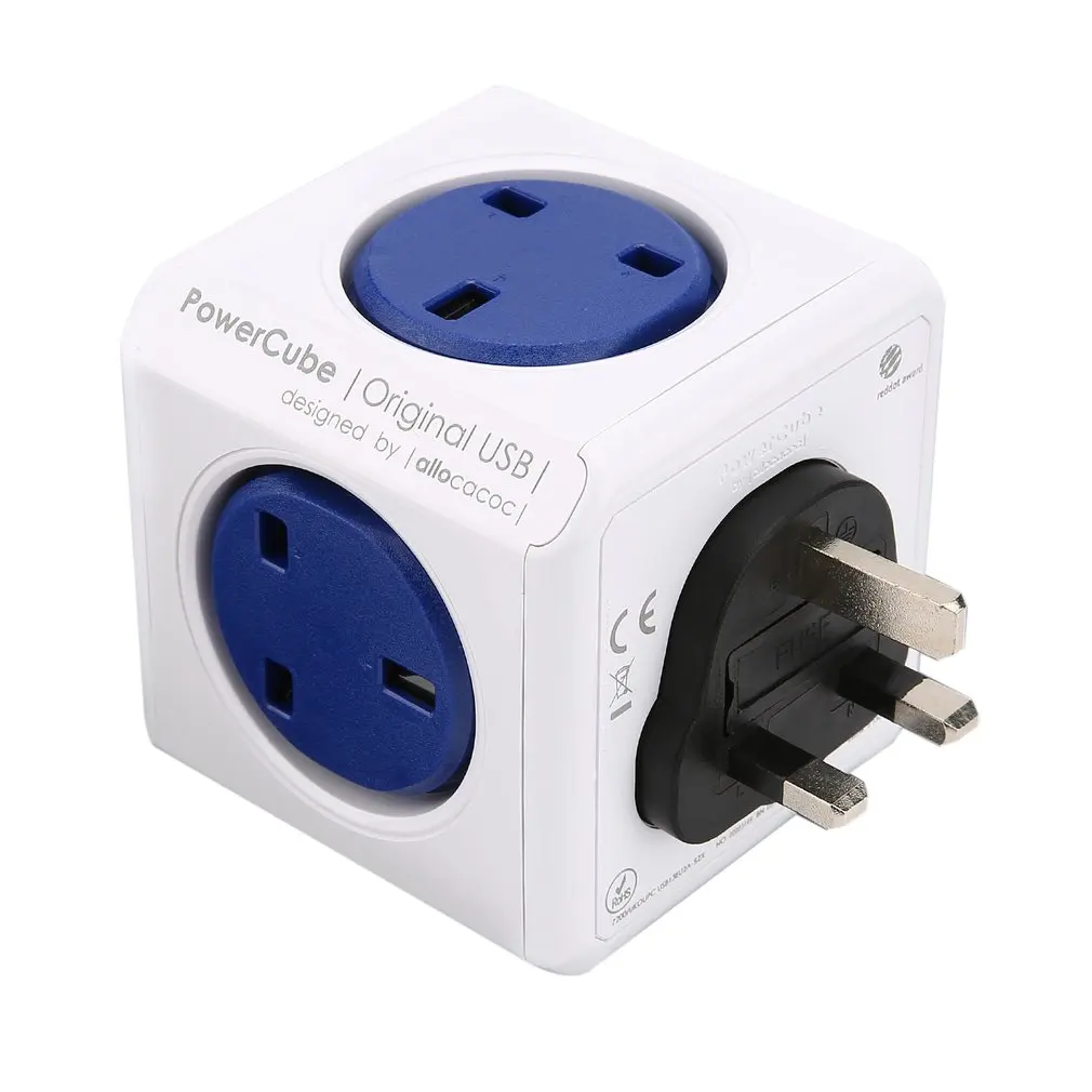 

USB PowerCube Socket Adapter Wall Mount Magic Cube UK Plug Multi-Outlets Power Strip Extension for Home Office Multi Switched