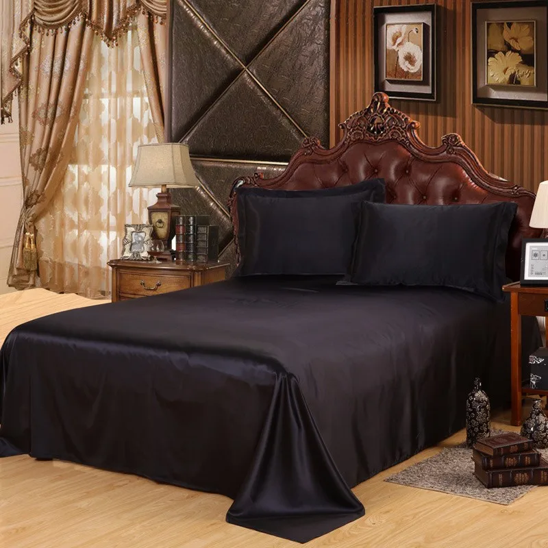 Waliicorners 4Pcs Silk Black White Color Silk Bedding set King Queen size Bed set Solid color Brief Duvet cover set Bedclothes bed linen set 12 IMG_1700