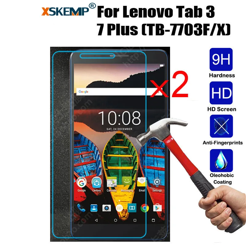 XSKEMP 2 шт./партия закаленное стекло для lenovo Tab 3 7 Plus(TB-7703F/X) защита экрана планшета 9 H упрочненная защитная пленка