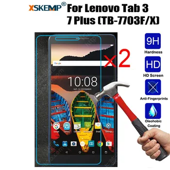 

XSKEMP 2Pcs/Lot Tempered Glass For Lenovo Tab 3 7 Plus (TB-7703F/X) Tablet Screen Protector 9H Toughened Protective Film Guard