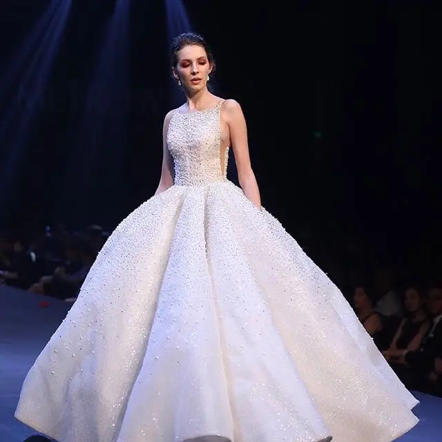 Eslib Elegant Custom Made Y Illusion Ball Gown Wedding Dress 2018 Eslib Elegant Custom Made Y Illusion Ball Gown Wedding Dress 2018 Sheer Bodice Huge Sleevesless Special Bridal In Dresses From Weddings