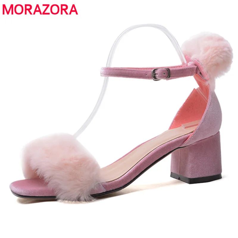 MORAZORA/2020 г. Новые женские босоножки высокого качества милые розовые летние