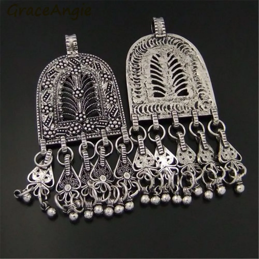 Wholesale Vintage Silver Tone Zinc Alloy Tassels Jewelry Making Pendant