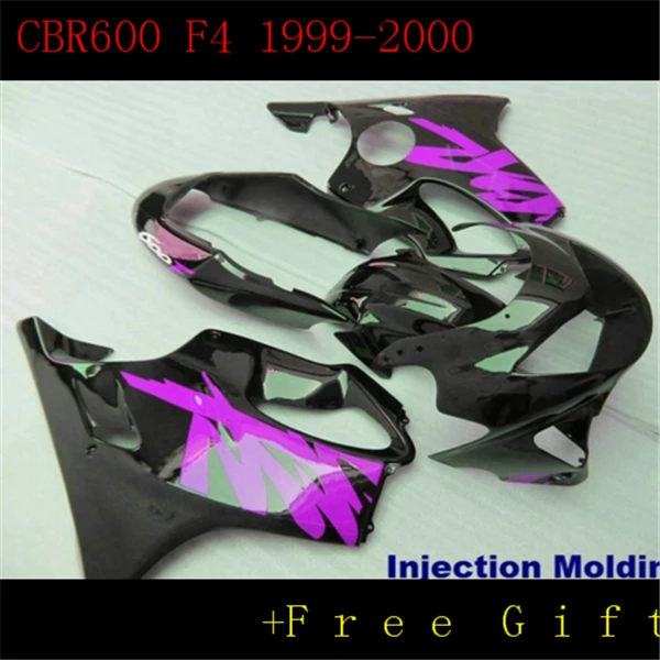 Dor-мотоцикла инъекций комплект обтекателей для 1999 2000 CBR600F4 CBR600 F4 CBR 99 00 600 F4 фиолетового и черного цветов комплект обтекателей