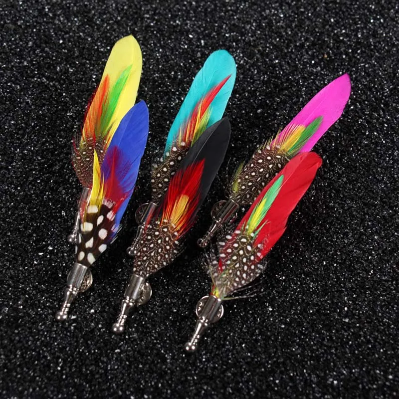 Multicolour Feather Men's Lapel Pins Refinement Business Casual Lapel