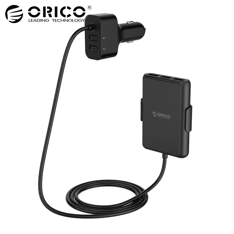 Koop ORICO 5 Poorten USB Car Charger Quick Charge 3.0 Mobiele Telefoon Auto oplader adapter voor iPhone 7 6 s samsung Xiaomi Auto Telefoon Oplader