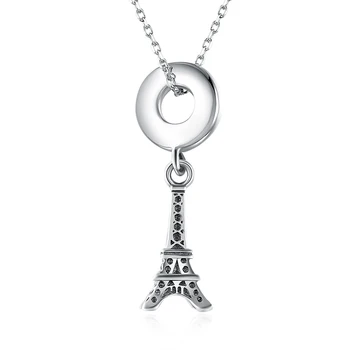 

sterling-silver-jewelry Classic Eiffel Tower Pendant Necklaces for women 925 Sterling Silver Link Chain Necklaces Jewelry GTN125