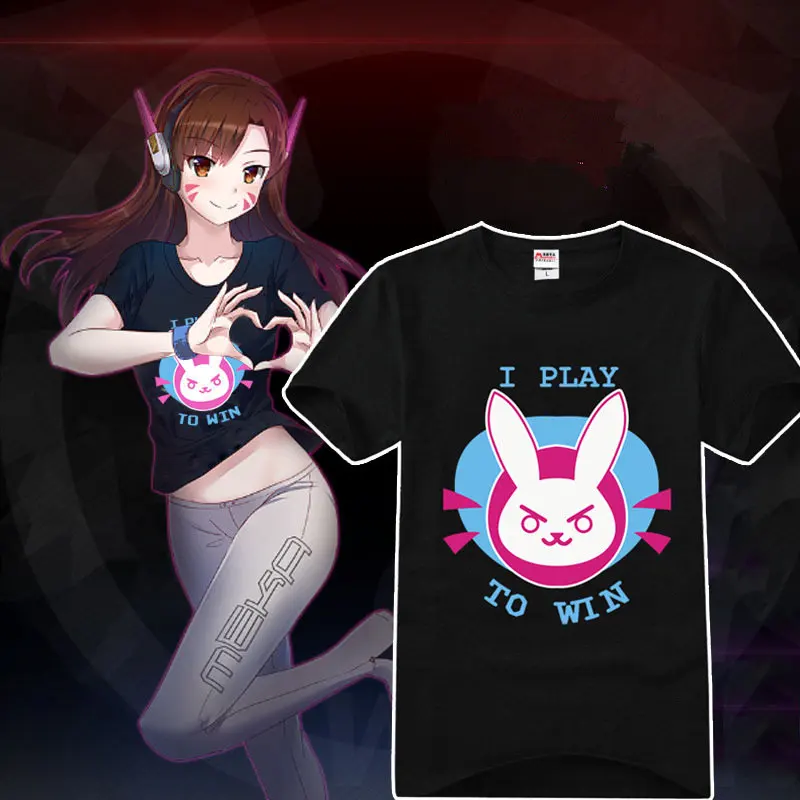 Футболка для косплея аниме игры приталенный Повседневный Топ с 3D принтом OW D.VA