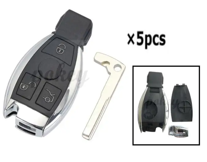 

5pcs/lot for Mercedes-Benz BGA 3 Button Replacement Shell Smart Remote Key Case W203 W210 W211 AMG W204 C E S CLS CLK CLA SLK