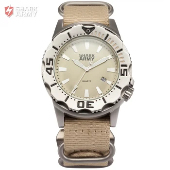 

SHARK ARMY Watch Men Fashion Sport Quartz Clock Khaki 10ATM Waterproof Auto Date Display Full Steel Luminous Army Watch /SAW194