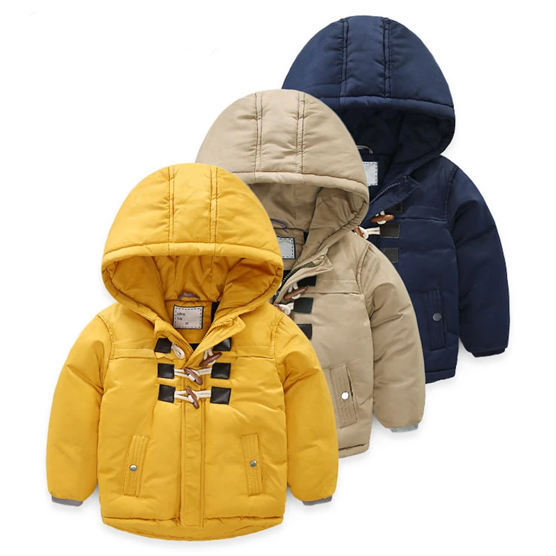 

Baby Boys Winter Coats Dark Blue Children's Parka Outerwear Cotton Thicken Jackets Boy's Hooded for Kids Warm Children Clothes