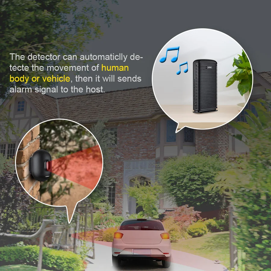 KERUI-alarma de seguridad inalámbrica DW9 para exteriores, Detector infrarrojo de movimiento PIR impermeable, alarma antirrobo para garaje y vehículo - Imagen 4
