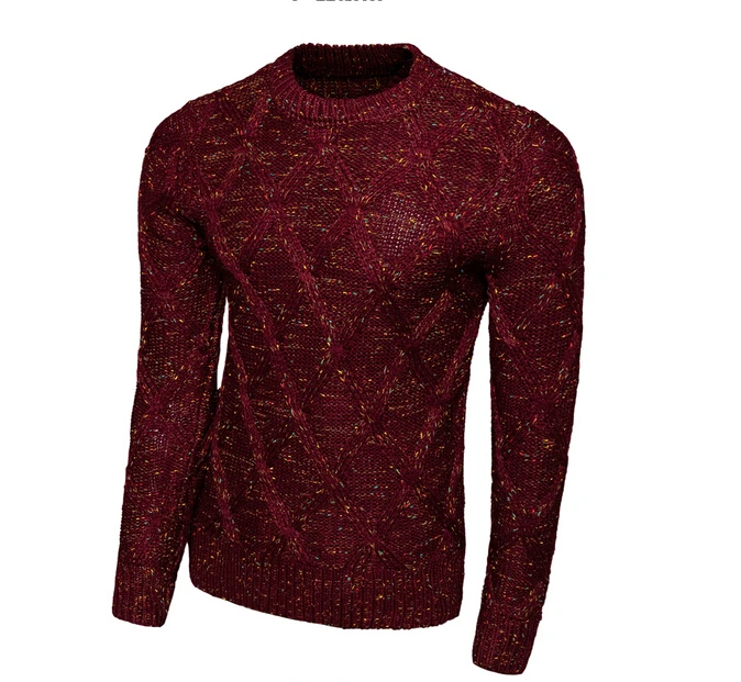 2017 autumn New men's Jacket Diamond shaped Pattern Sweater Men's Round Neck long sleeved 