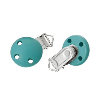 

New Arrival 3 Pcs Pacifier Clips Holder Wooden Round 44x29mm Baby accessories For Baby Metal Holders Nipple Clasps high quality