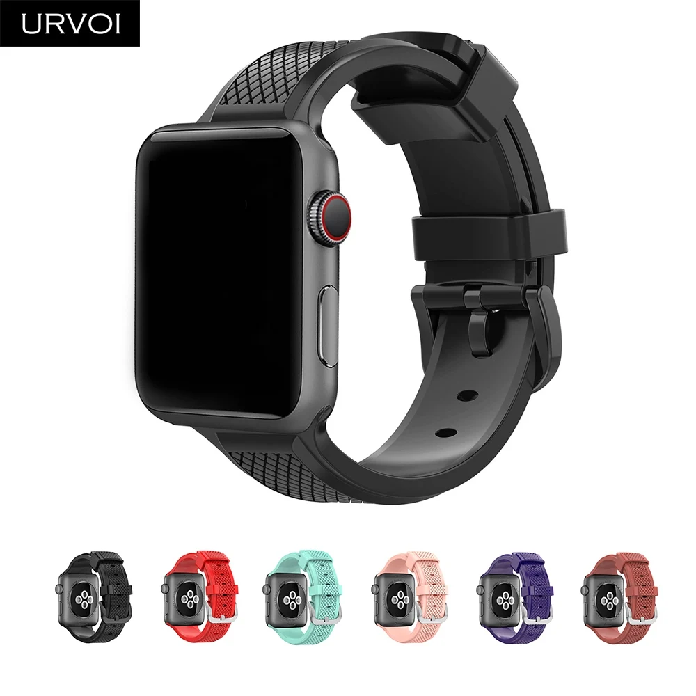 

URVOI silicone band for Apple Watch series 5 4 3 2 1 sport strap for iWatch colorful Soft Replacement AW adapter 38 40 42 44mm