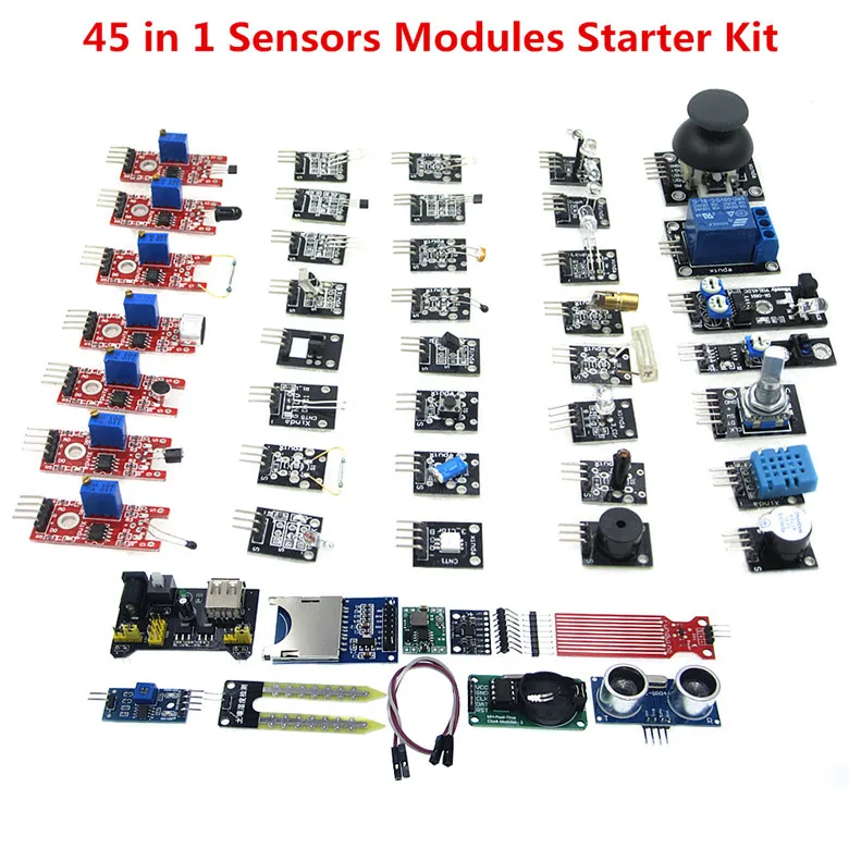 45 в 1 датчик s модули стартовый набор 37 в 1 сенсорные комплекты высокого качества(работает с официальных плат - Цвет: 45 IN 1 SENSOR KITS