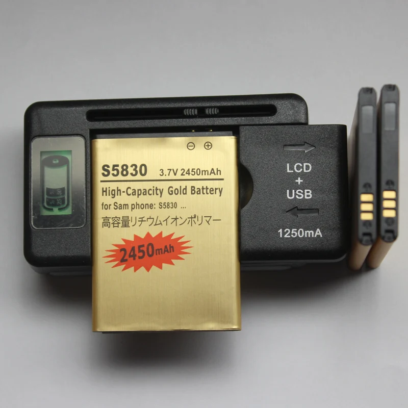 

3 X EB494358VU S5830 Battery 1350mAh + 1 Usb AC LCD Display Battery Charger For Samsung Galaxy Ace S5830 I579 S5838 S5670 S5660