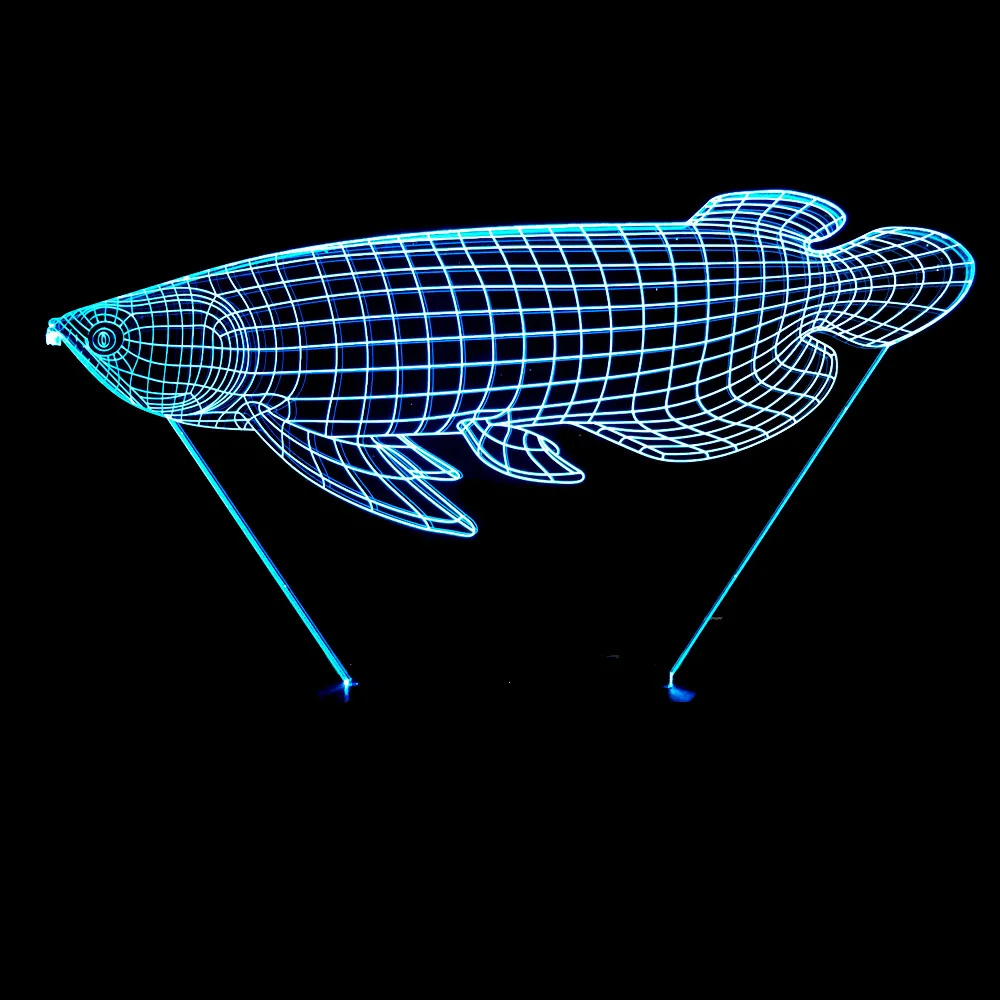 Визуальный Спальня постели декора 3D красочные рыбы Форма светодиодный Arowana Золотая рыбка ночные огни настольная лампа сна освещения