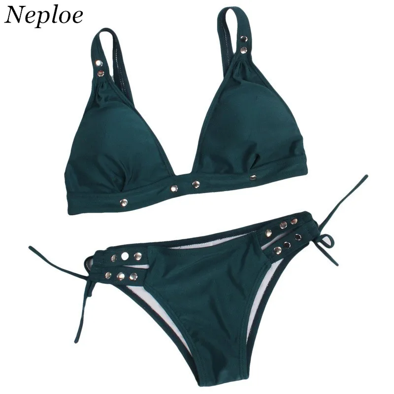 Neploe Women Bikinis 2018 European Newly Handmade Rivet Patchwork