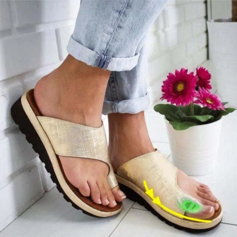 

Women PU Leather Shoes Platform Flat Sole Ladies Casual Soft Big Toe Foot Correction Sandal Orthopedic Bunion Corrector