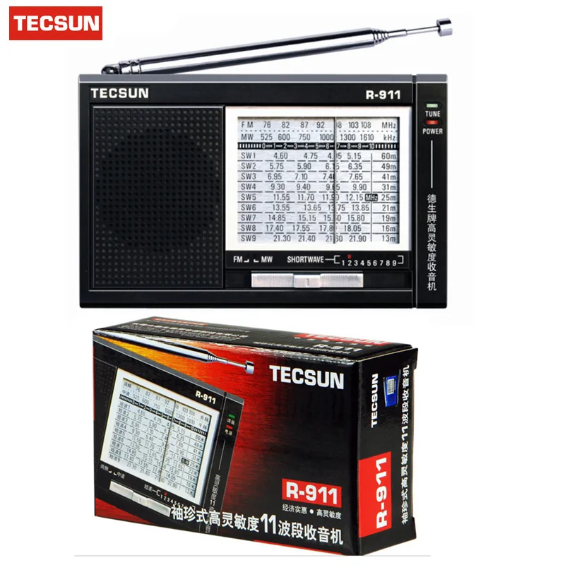 TECSUN R-911 AM/FM/SM(11 полосы) многополосный радиоприемник трансляция со встроенным Динамик R911 радио