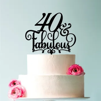

40 & Fabulous Birthday Cake Topper 40th Anniversary Birthday Topper Fortieth Birthday Cake Topper