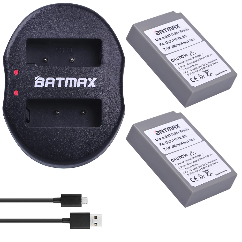 Аккумулятор BLS5 Bls50 2 шт. 2000 ма/ч зарядное устройство с двумя USB портами для Olympus 1 Mark