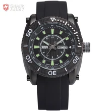 Shark Army Relogio Masculino Military Full Steel Case Date Display Black White Rubber Wristwatch Sports Quartz Men Watch /SAW161