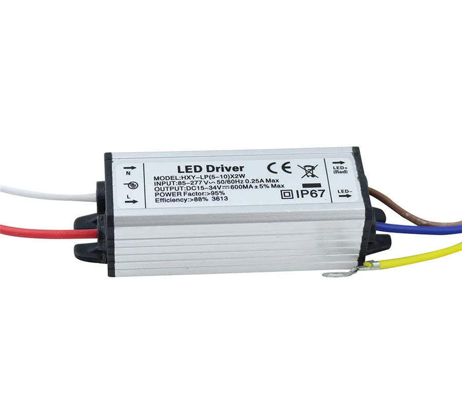 Водонепроницаемый светодиодный драйвер 10 Вт 20 хит продаж 600mA 5 10X2W IP67 Питание AC85 277V