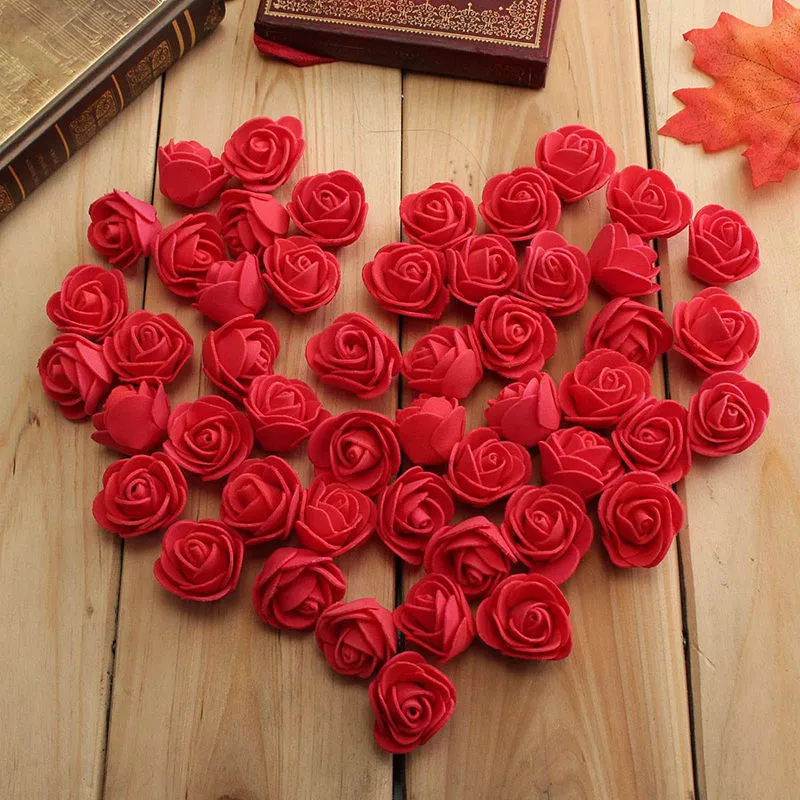 100Pcs Small Mini Artificial Foam Rose Peony Flower Heads Bulk DIY Craft Wedding Party Decorative Wreaths Bouquet