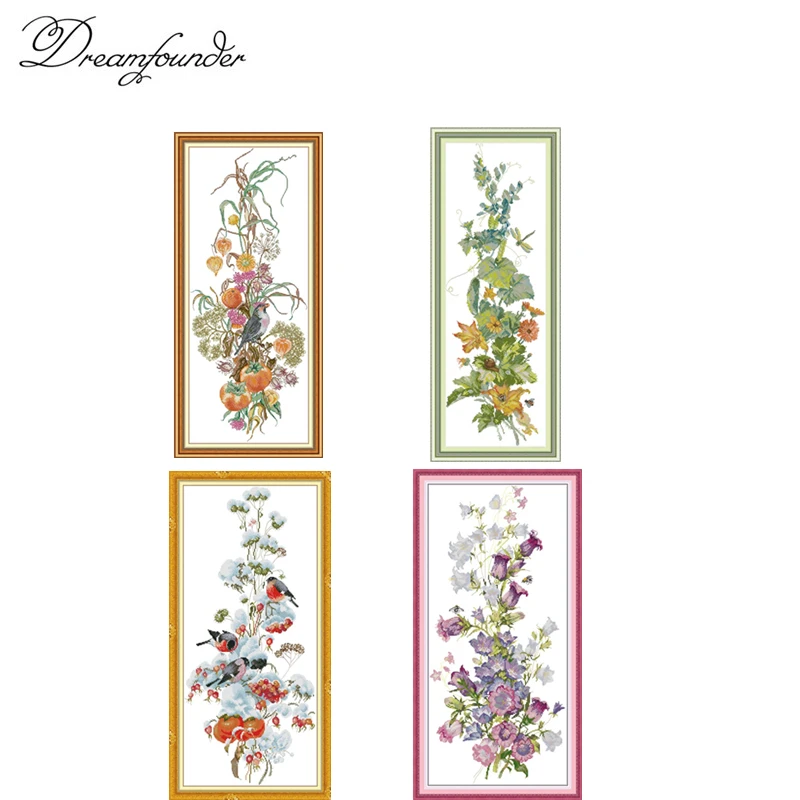 

Spring, Summer, Autumn and Winter Series cross stitch kit aida 14ct 11ct count print canvas stitches embroidery DIY handmade nee