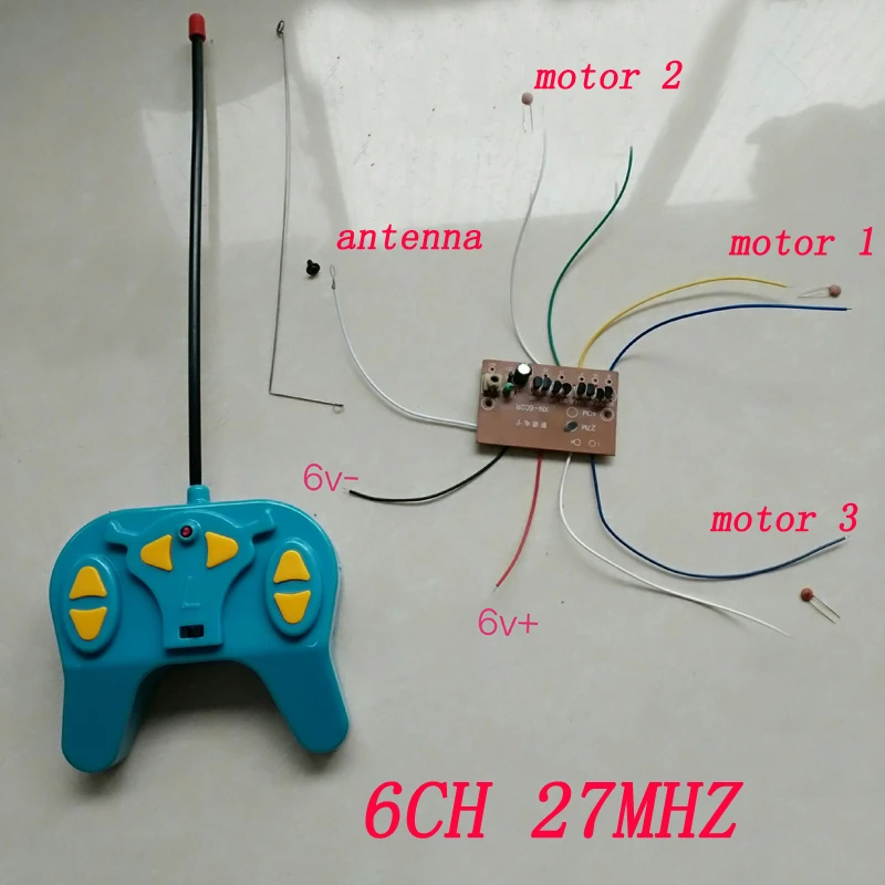 

DIY Model Assembly 6CH 27MHZ Radio Control Sytem Transmitter DC 4.5V-6V Receiver Board Remote Controller Controlling 20 meters