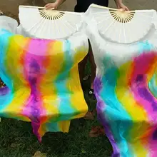 Профессиональный шелк танец живота галстук краситель вентилятор вуаль 1,8 м Длина для женщин