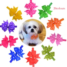 50pcs Cat Dog Bow Ties Pet Necktie Solid Dot Pet Bowtie Collar Pet Puppy Dog Ties Accessories pet Grooming Supplies 20colours