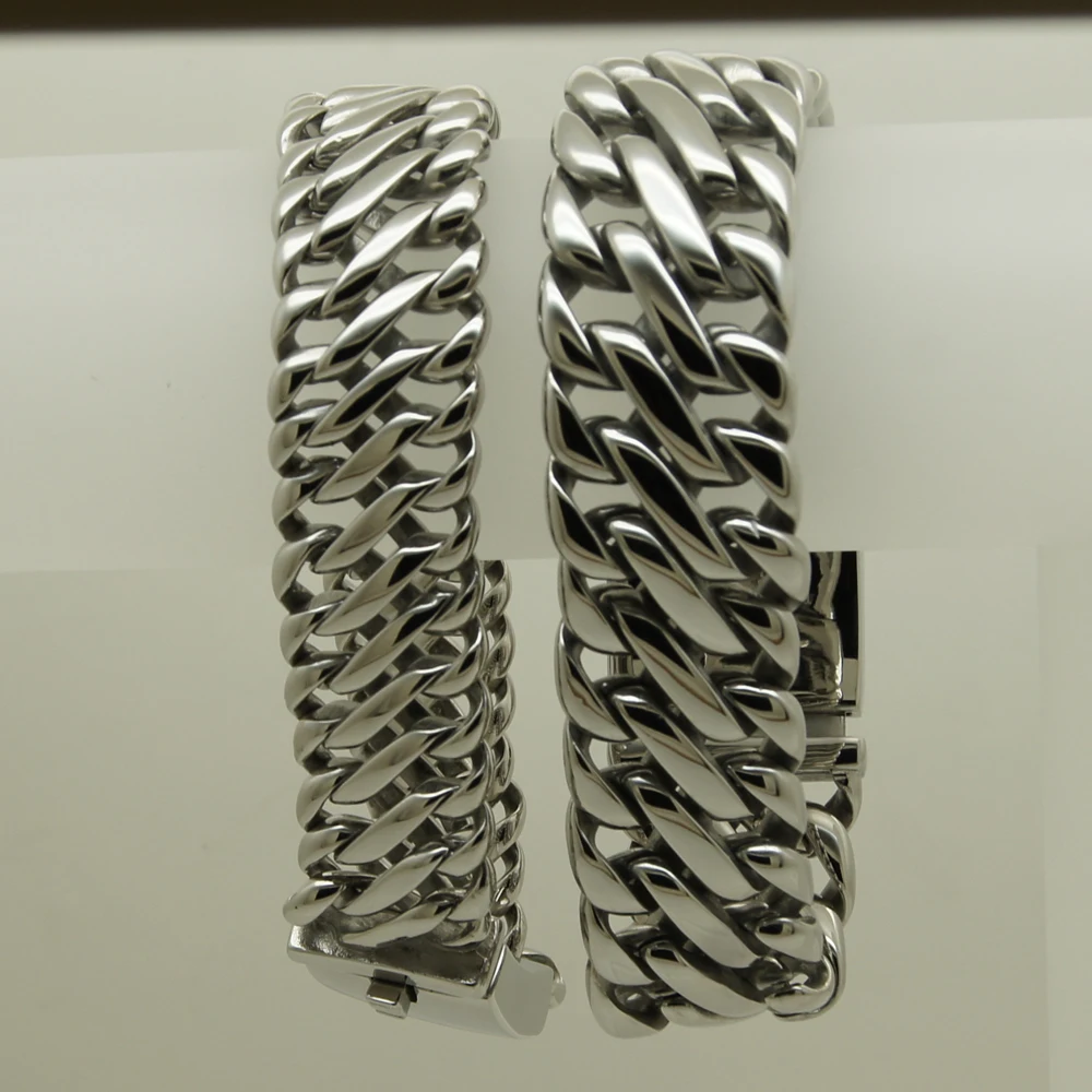 vary width length classic shiny woven link men/boy 316L stainless steel  classic link shiny chain  bracelet