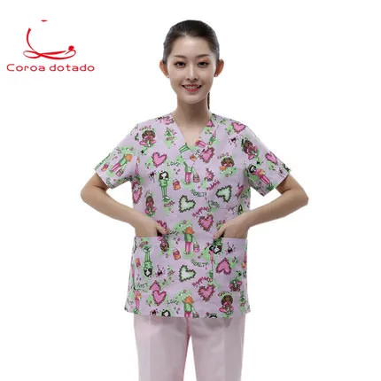 Unisex printed love surgical suit hand-washing suit animal hospital uniform